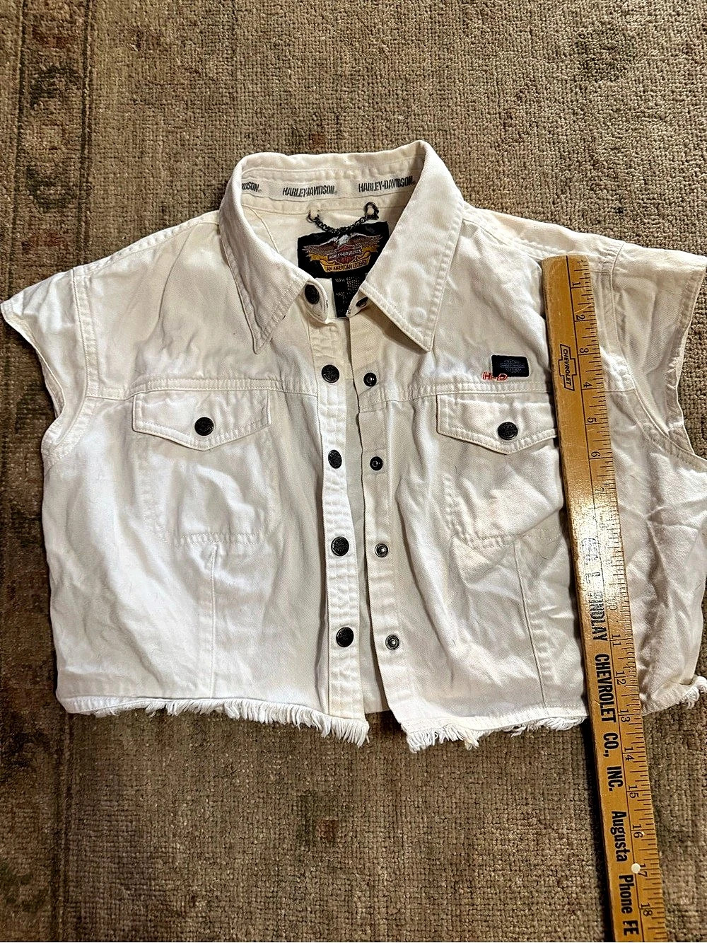 Harley-Davidson Women's White Cotton Cropped Vest Size Large